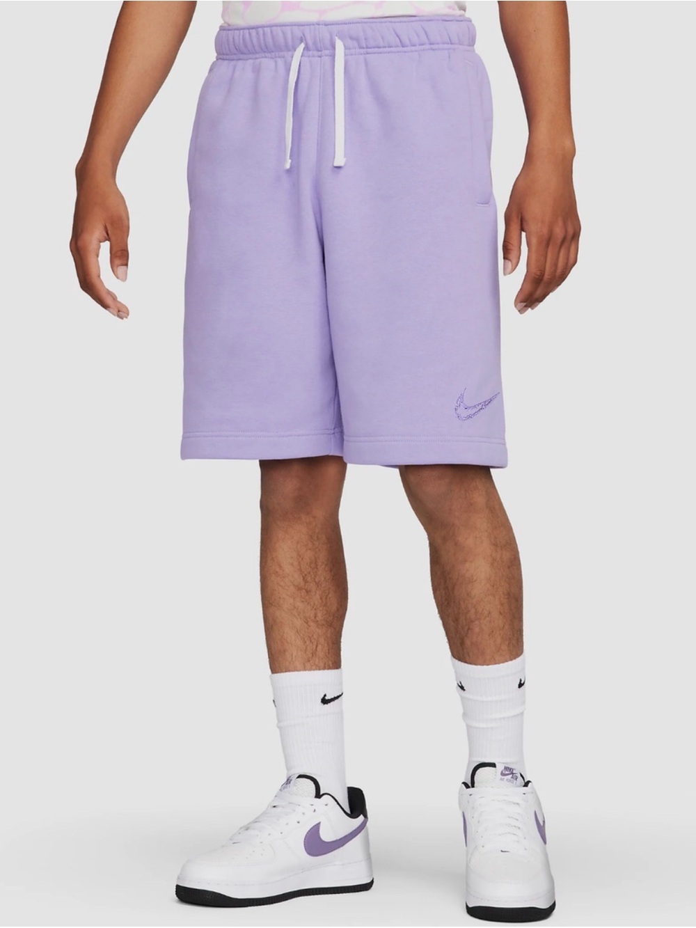 Nike Men's Purple Standard Fit at Knee Fleece Shorts